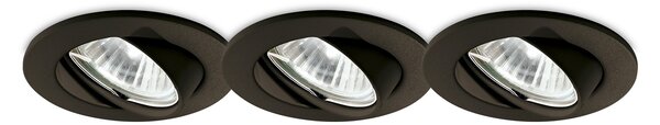3 Faretti Ad Incasso Swing Metallo Nero 1 Luce Gu10