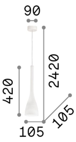 Sospensione Moderna Flut Vetro Bianco 1 Luce E14 Small