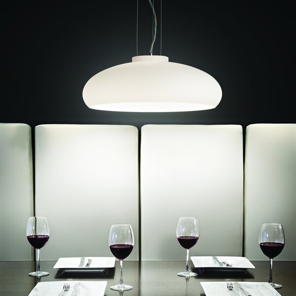Lampada A Sospensione 1 Luce Aria In Vetro Soffiato Bianco