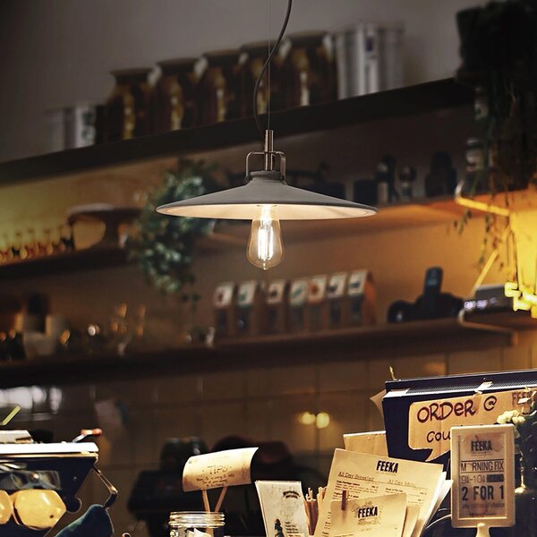 Lampada A Sospensione 1 Luce Brooklyn Diam 25 In Cemento E Bronzo