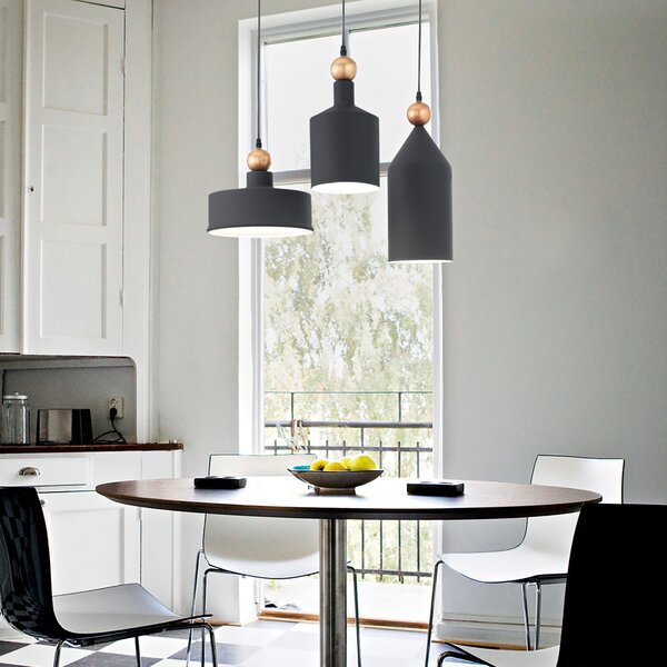 Sospensione Industrial-Minimal Triade-1 Metallo Grigio 1 Luce E27