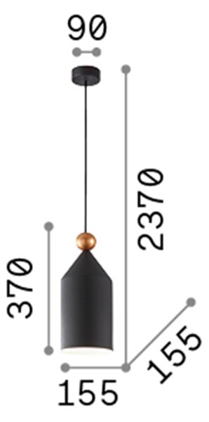 Sospensione Industrial-Minimal Triade-1 Metallo Grigio 1 Luce E27