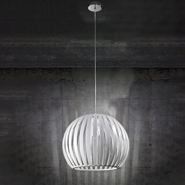 Sospensione Contemporanea Slice Metallo Cromo Acrilico Bianco 1 Luce E27 D40
