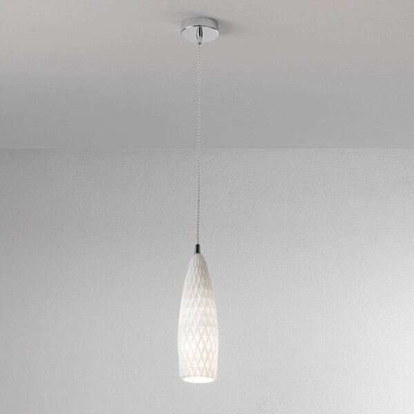 Sospensione Contemporanea Flut Metallo Cromo Vetro 1 Luce E27