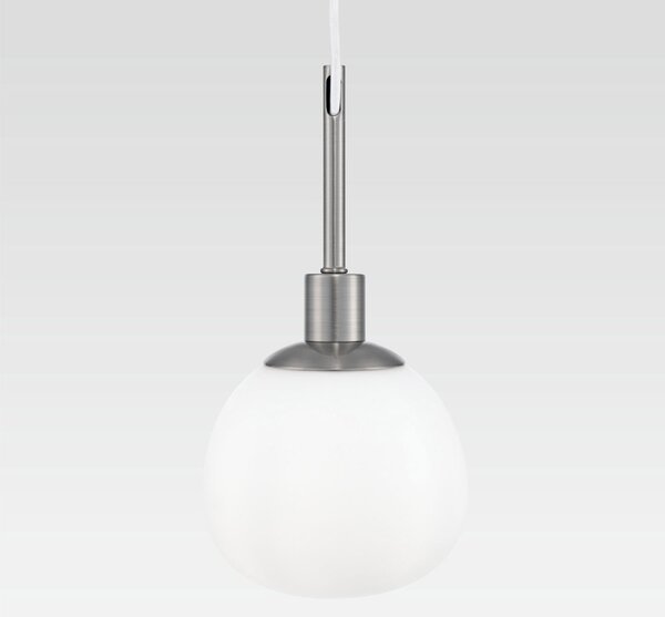 Sospensione Contemporanea Erich Metallo Nichel 1 Luce Diffusore Bianco