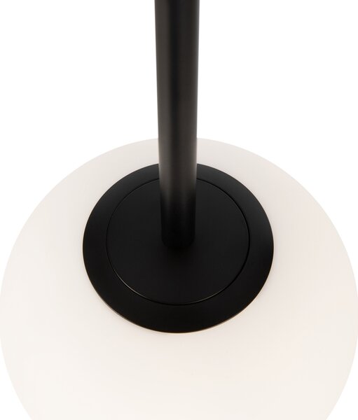 Lampadario Minimal Basic Form Piccola Metallo Nero 1 Luce Diffusore Bianco