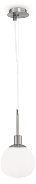 Sospensione Contemporanea Erich Metallo Nichel 1 Luce Diffusore Bianco