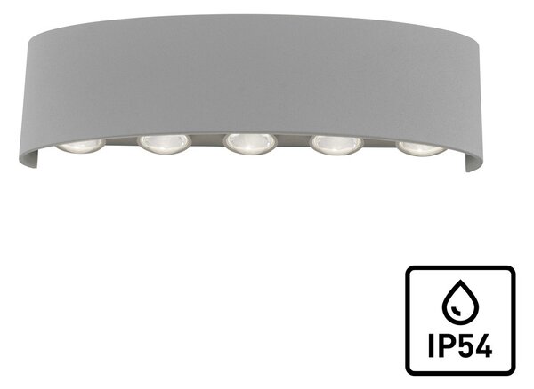 Applique argento 10xLED/0.80W/3000K Luce da esterno IP54 CARLO