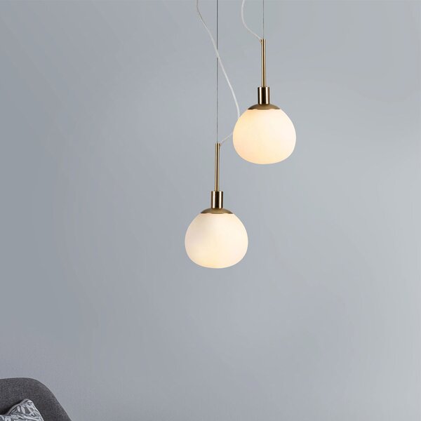 Sospensione Contemporanea Erich Metallo Nichel 1 Luce Diffusore Bianco