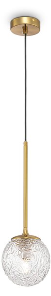 Sospensione Contemporanea Ligero Metallo Ottone 1 Luce Diffusore Vetro Bianco