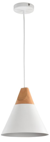 Sospensione Minimal Bicones Metallo Legno Bianco Oro 1 Luce