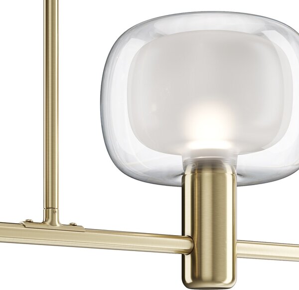 Lampadario Contemporaneo Vision Alluminio Oro 3 Luci Diffusori Vetro Trasp