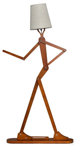 Costway Lampada da terra in legno decorativa con articolazioni regolabili e paralume in tessuto, Lampada ad angolo