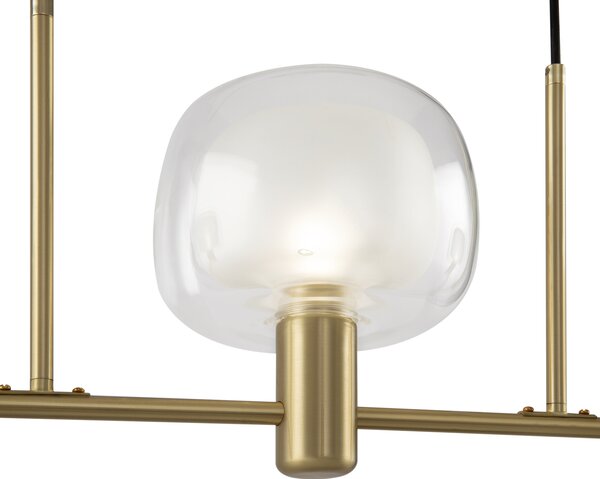 Lampadario Contemporaneo Vision Alluminio Oro 3 Luci Diffusori Vetro Trasp