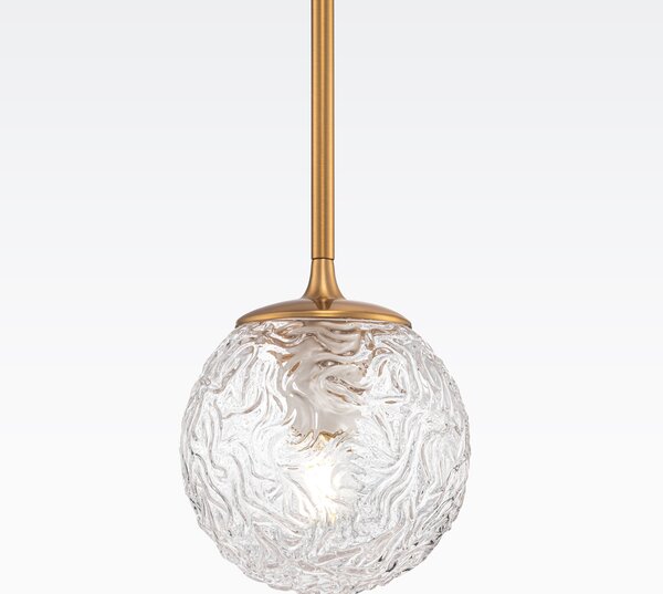 Sospensione Contemporanea Ligero Metallo Ottone 1 Luce Diffusore Vetro Bianco