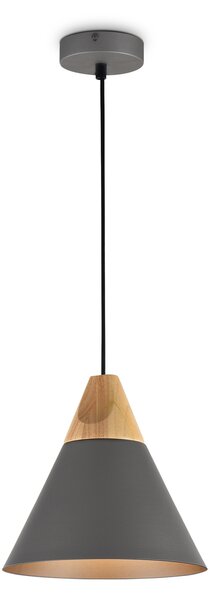 Sospensione Minimal Bicones Metallo Legno Nero Oro 1 Luce