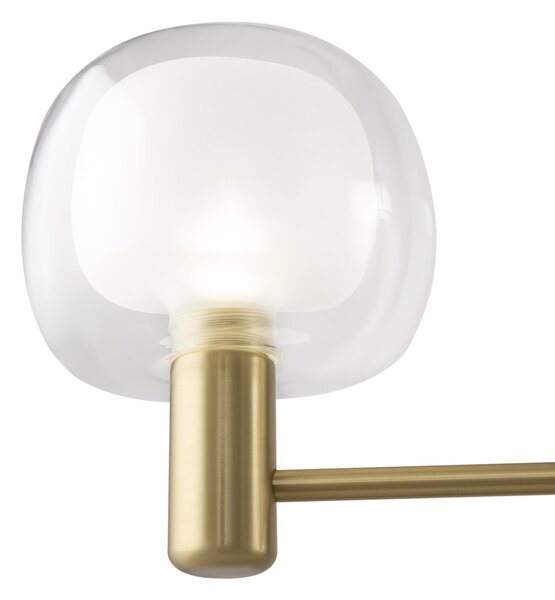Lampadario Contemporaneo Vision Alluminio Oro 3 Luci Diffusori Vetro Trasp