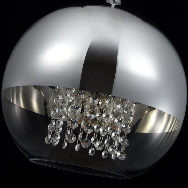 Lampadario Contemporaneo Fermi Metallo Nichel 1 Luce Diffusori Vetro Trasparente