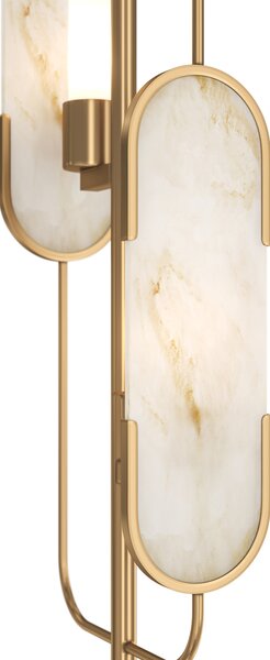 Piantana Contemporanea Marmo Metallo Oro 2 Luci Diffusori Pietra Bianca