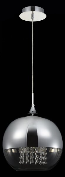 Lampadario Contemporaneo Fermi Metallo Nichel 1 Luce Diffusori Vetro Trasparente