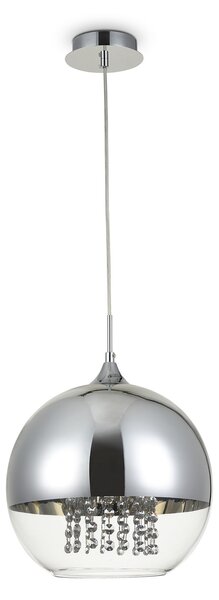 Lampadario Contemporaneo Fermi Metallo Nichel 1 Luce Diffusori Vetro Trasparente