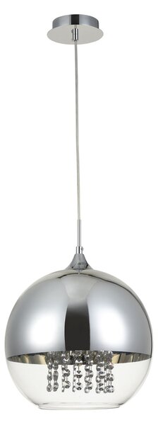 Lampadario Contemporaneo Fermi Metallo Nichel 1 Luce Diffusori Vetro Trasparente