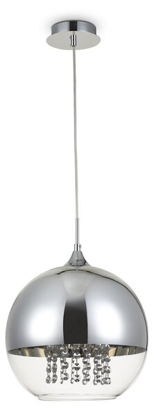 Lampadario Contemporaneo Fermi Metallo Nichel 1 Luce Diffusori Vetro Trasparente