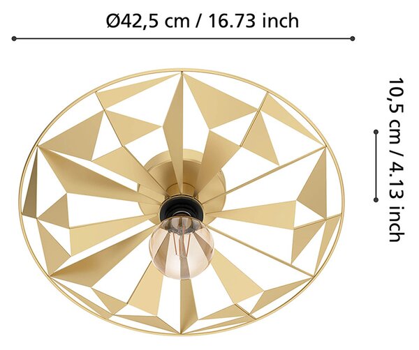 Plafoniera Contemporanea Castanuelo 1 Luce Acciaio Oro
