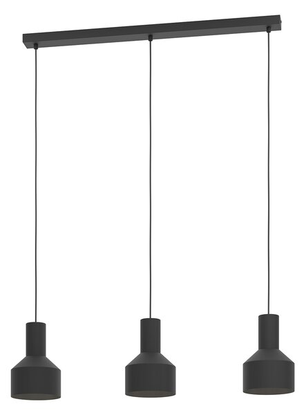 Lampadario Moderno Casibare 3 Luci Acciaio Nero