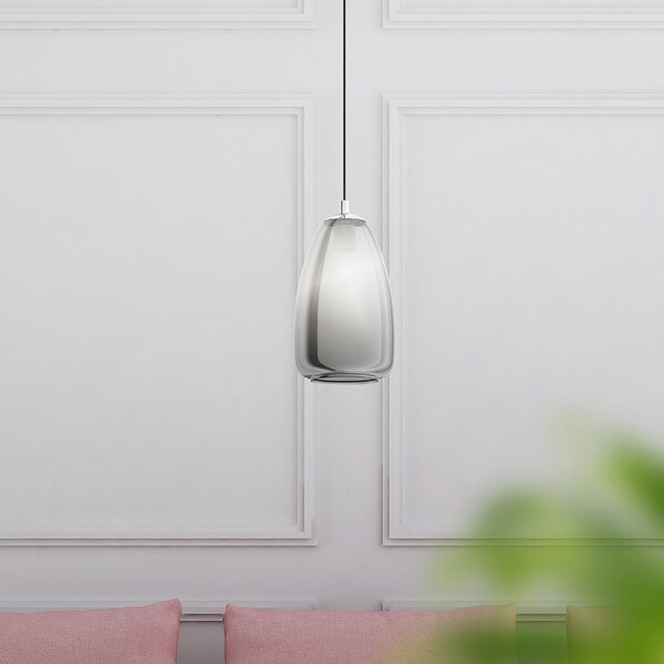 Lampadario Contemporaneo Alobrase 1 Luce Metallo Cromo