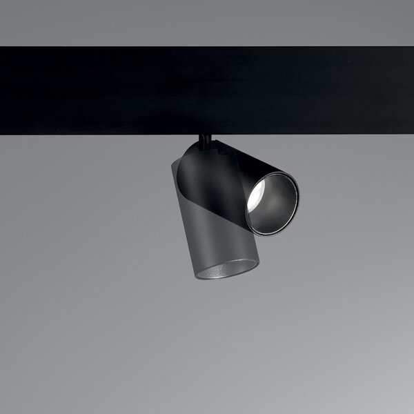 Faretto Binario Singolo On-Off Ego Alluminio Nero 1 Luce 8W 3000K Luce Calda