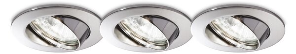 3 Faretti Ad Incasso Swing Metallo Cromo 1 Luce Gu10