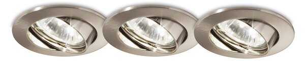 3 Faretti Ad Incasso Swing Metallo Nickel 1 Luce Gu10