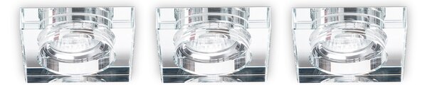 3 Faretti Incasso Quadrato Moderno Blues Alluminio Trasp. 1 Luce Gu10 5W 3000K