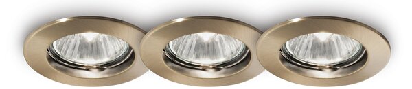 3 Faretti Da Incasso Moderno Jazz Metallo Ottone Brunito 1 Luce Gu10 Confezione da 3