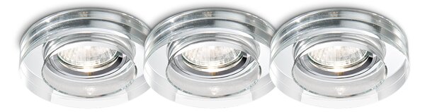 3 Faretti Incasso Moderno Blues Alluminio Trasp. 1 Luce Gu10 5W 3000K Luce Calda