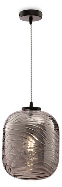 Lampadario A Sospensione Moderno Dunas Metallo Nero Vetro 1 Luce E27