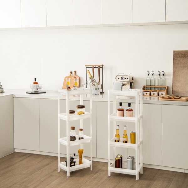 Carrello da cucina in legno con portabottiglie Carrellino con cassetti tre  ante 67x37x87cm Bianco - Costway