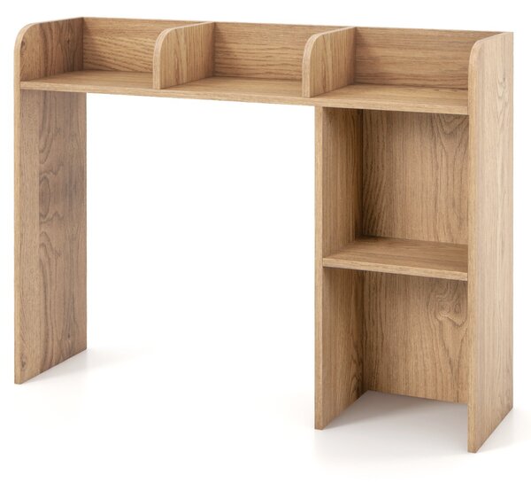 Costway Libreria da scrivania con 4 ripiani e scomparto aperto, Scaffale a 3 livelli da tavolo multiuso Naturale