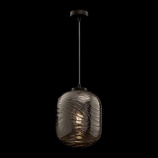 Lampadario A Sospensione Moderno Dunas Metallo Nero Vetro 1 Luce E27