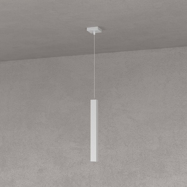 Sospensione Moderna Square Tube Metallo Grigio 1 Luce Gu10
