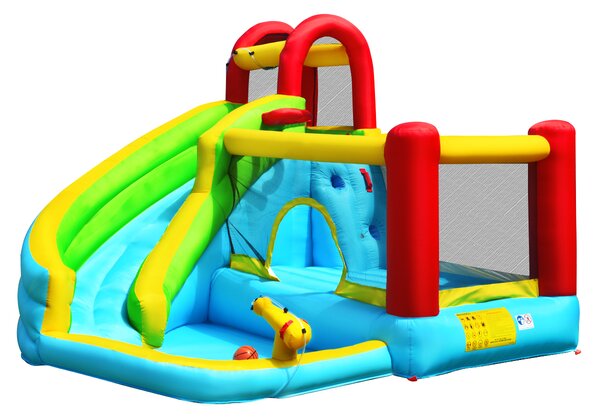 Costway Scivolo gonfiabile per bambini con parete di arrampicata piscina borsa trasporto, Castello gonfiabile da esterno