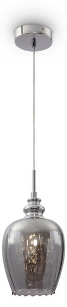 Lampadario A Sospensione Moderno Blues Metallo Argento Vetro 1 Luce E14