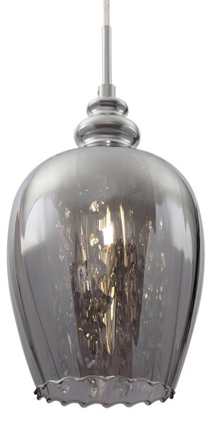 Lampadario A Sospensione Moderno Blues Metallo Argento Vetro 1 Luce E14