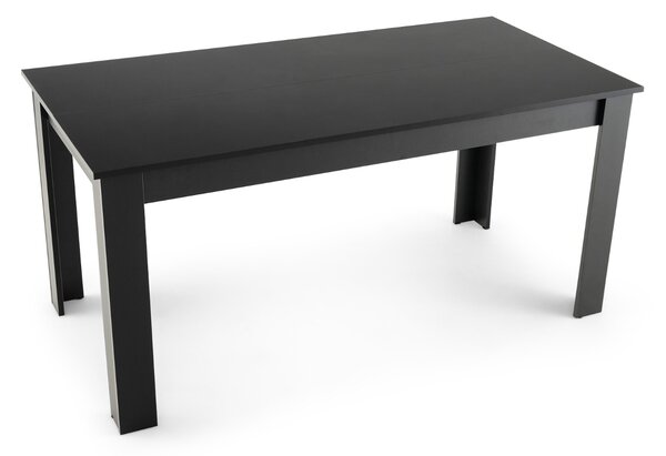Costway Tavolo da pranzo rettangolare allungabile con gambe robuste, Tavolo moderno sala da pranzo per 8 person Nero