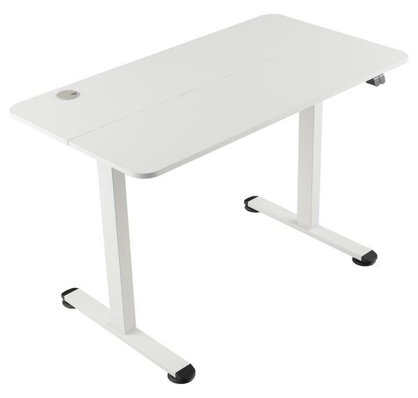 Costway Scrivania elettrica con altezza regolabile foro passacavi portata 80kg, Tavolo per computer da ufficio Bianco