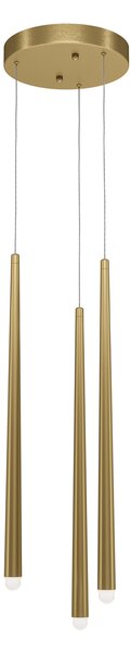 Lampadario A Sospensione Moderno Cascade Alluminio Ottone 3 Luci Led 18W