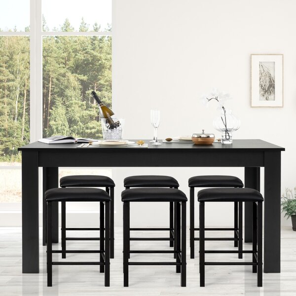 Costway Tavolo da pranzo rettangolare allungabile con gambe robuste, Tavolo moderno sala da pranzo per 8 person Nero