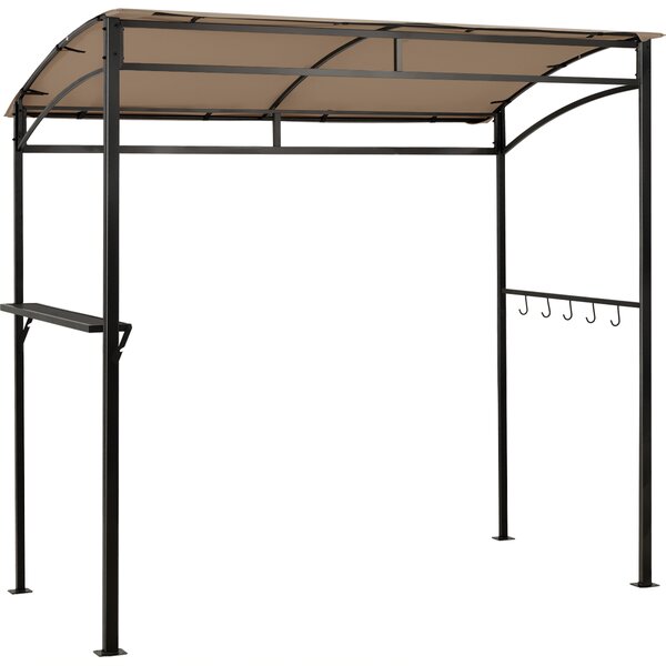 Costway Gazebo per barbecue da 216cm con ripiano ganci e struttura in metallo, Pergola per BBQ da esterno Marrone