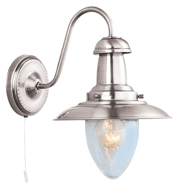 Applique Classica Fisher Man Acciaio Argento Vetro 1 Luce E27